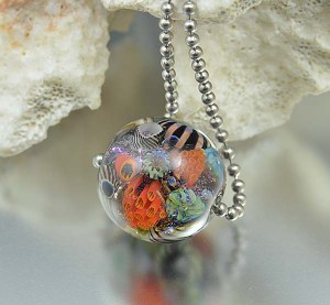 Great Barrier Reef - encased murrini bead necklace