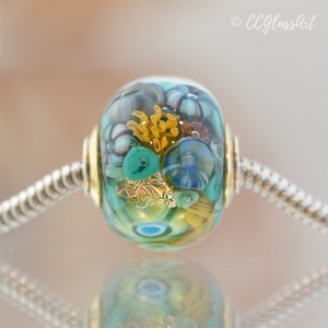 Handmade Glass Art Encased Murrini Charm Bracelet Bead